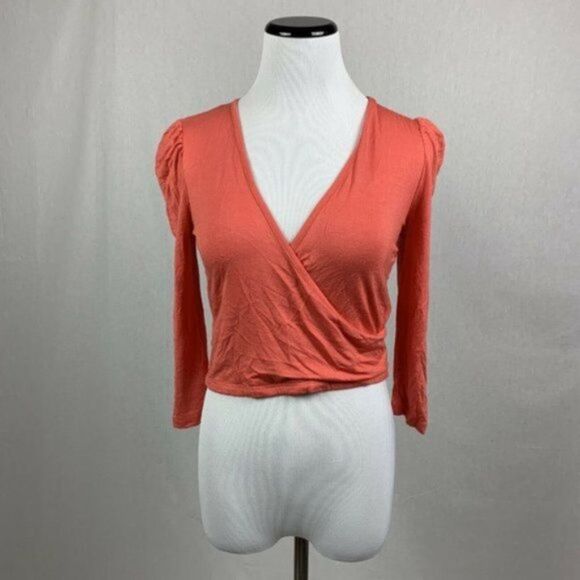 Love, Fire Cropped Surplice Wrap V-neck top - Picture 3 of 7